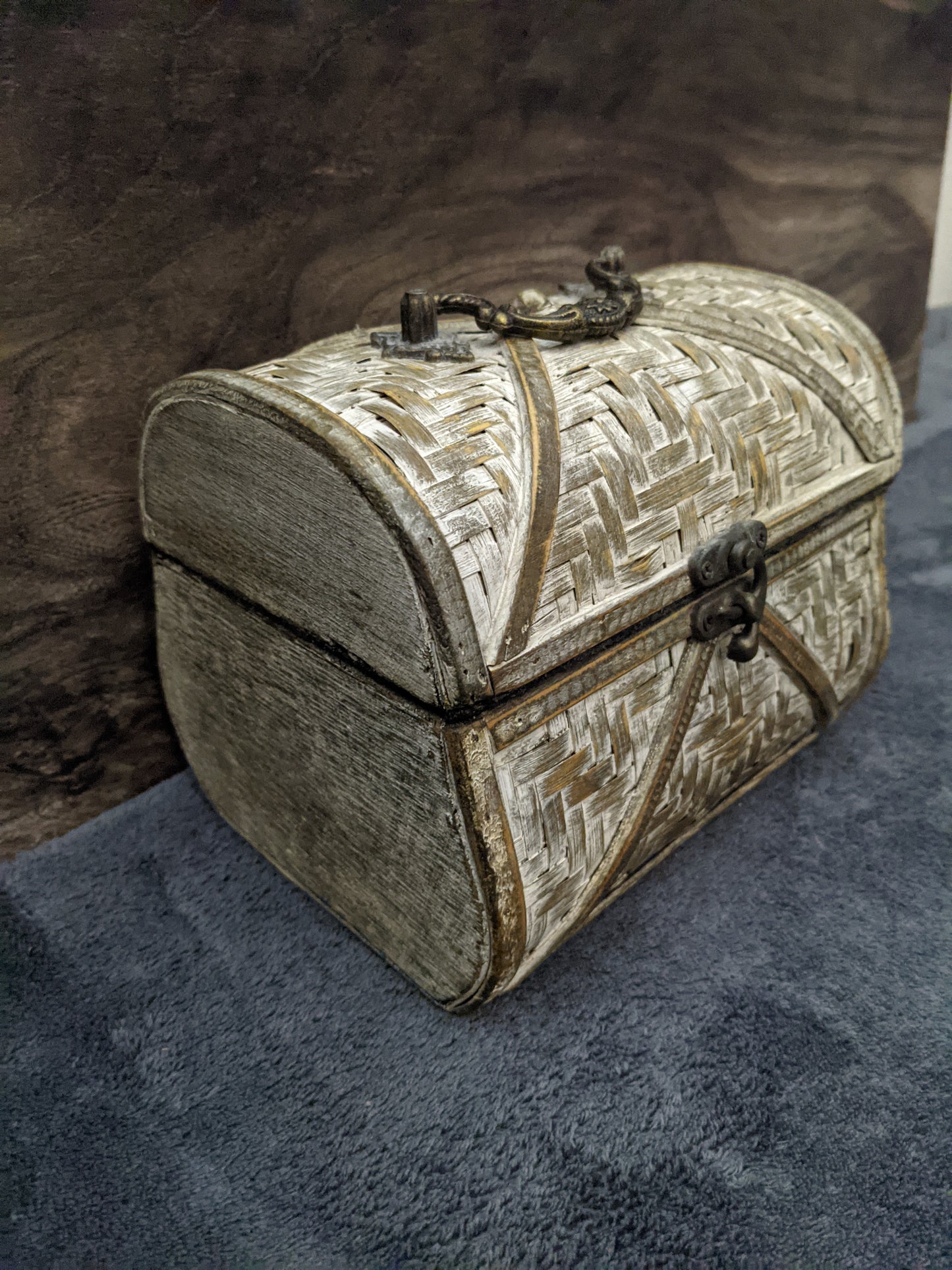 White Washed Wicker Chest